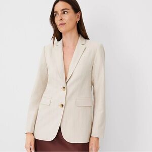 ann taylor petite beige tailored button blazer